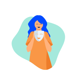 Femme avec un masque qui sourit